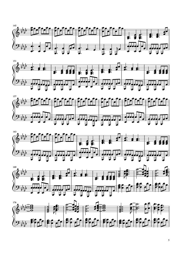 Page 5 of the piano sheet music PDF Piano - Clocks Cold Play Transcription by Anthenius Music & Lyrics by Cold Play Piano by Undefined