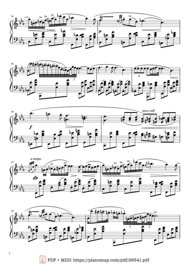 Page 2 of the piano sheet music PDF - Nocturne in E♭ Major, Op.9 No.2 by Frederic Francois Chopin