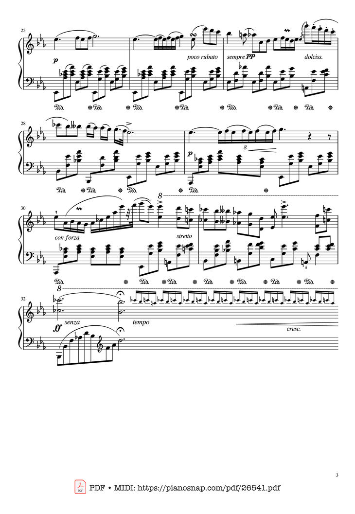 Page 3 of the piano sheet music PDF - Nocturne in E♭ Major, Op.9 No.2 by Frederic Francois Chopin