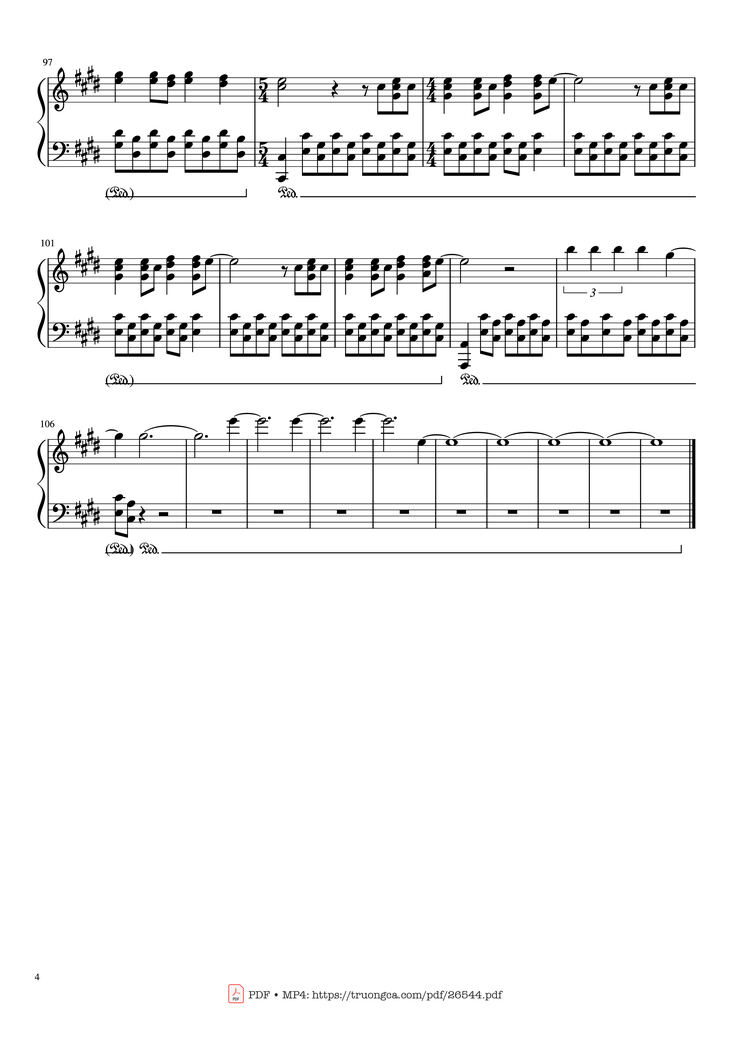 Page 4 of the piano sheet music PDF Piano - Runaway Piano by Ramin Djawadi
