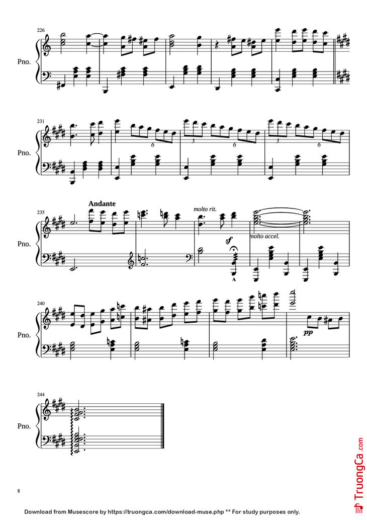 Page 8 of the piano sheet music PDF Piano - Merry-Go-Round of Life Piano by Joe Hasaishi arr. Andrew Deng