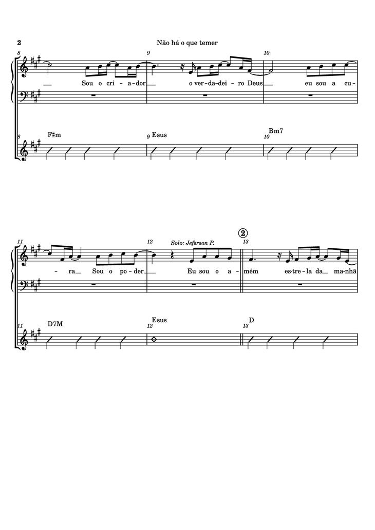 Page 2 of the piano sheet music PDF - Não há o que temer Piano by Ricardo Martins