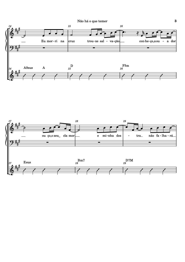 Page 3 of the piano sheet music PDF - Não há o que temer Piano by Ricardo Martins