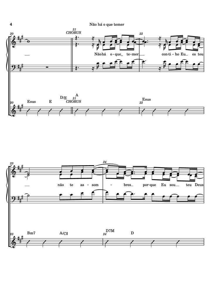 Page 4 of the piano sheet music PDF - Não há o que temer Piano by Ricardo Martins