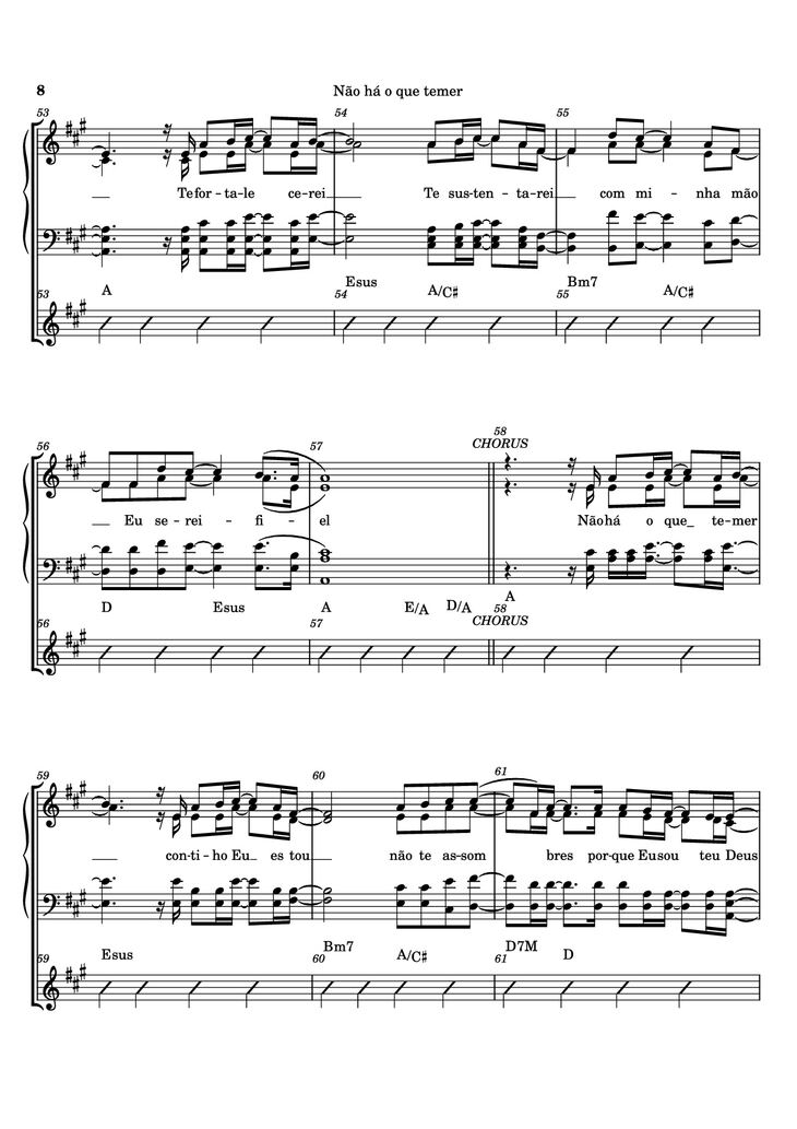 Page 8 of the piano sheet music PDF - Não há o que temer Piano by Ricardo Martins