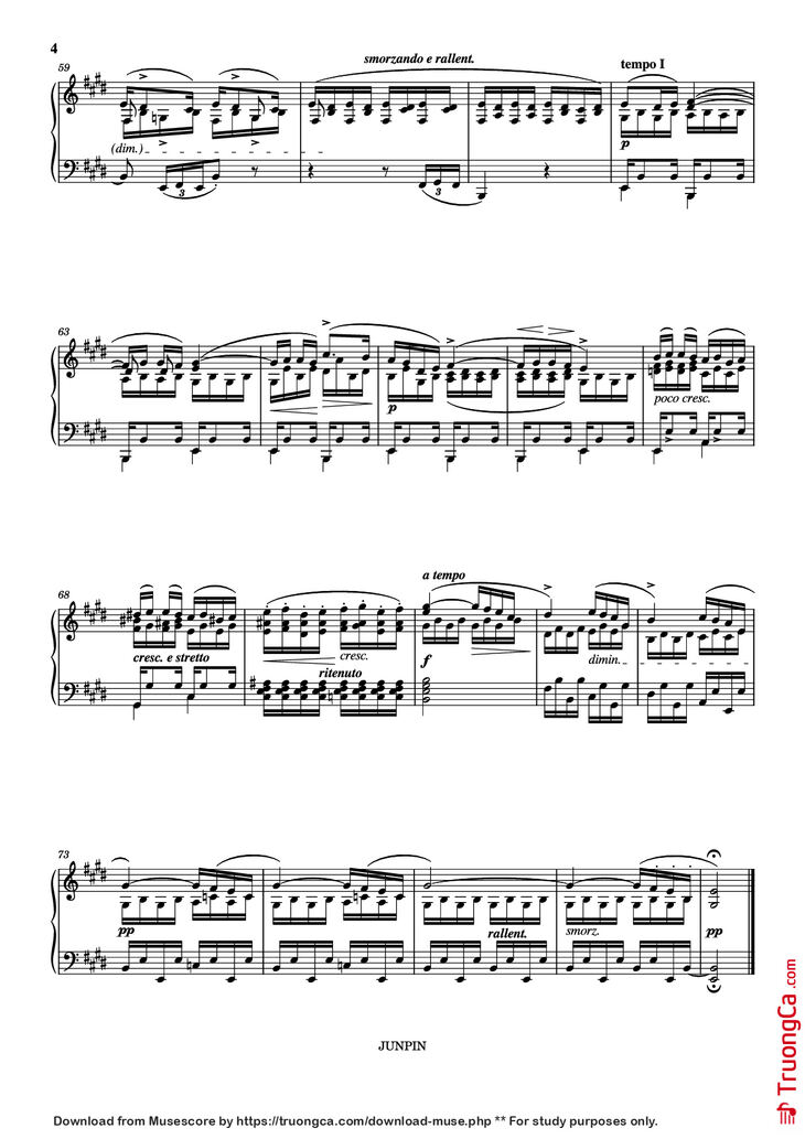 Page 4 of the piano sheet music PDF - Etude Op.10 No.3 in E Major by Chopin