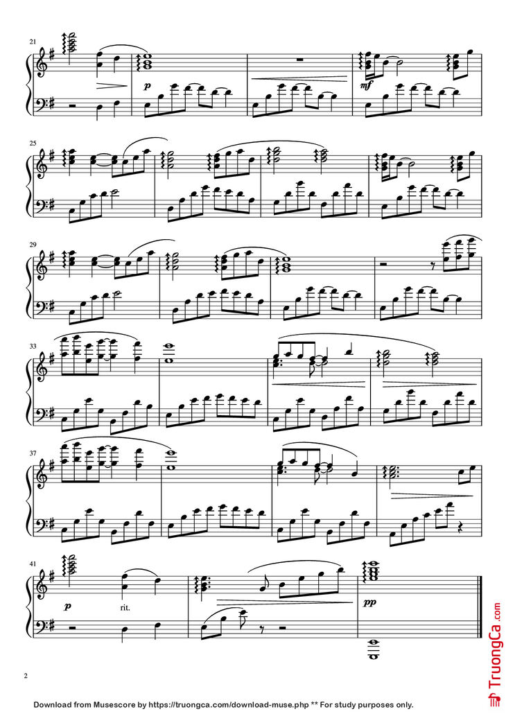 Page 2 of the piano sheet music PDF Piano - Sadness and Sorrow Piano by Composed by Toshiro Masuda