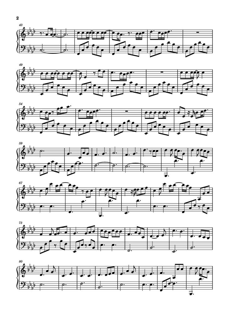 Page 2 of the piano sheet music PDF Piano - Glimpse of us Piano by Wesley Steenbergen