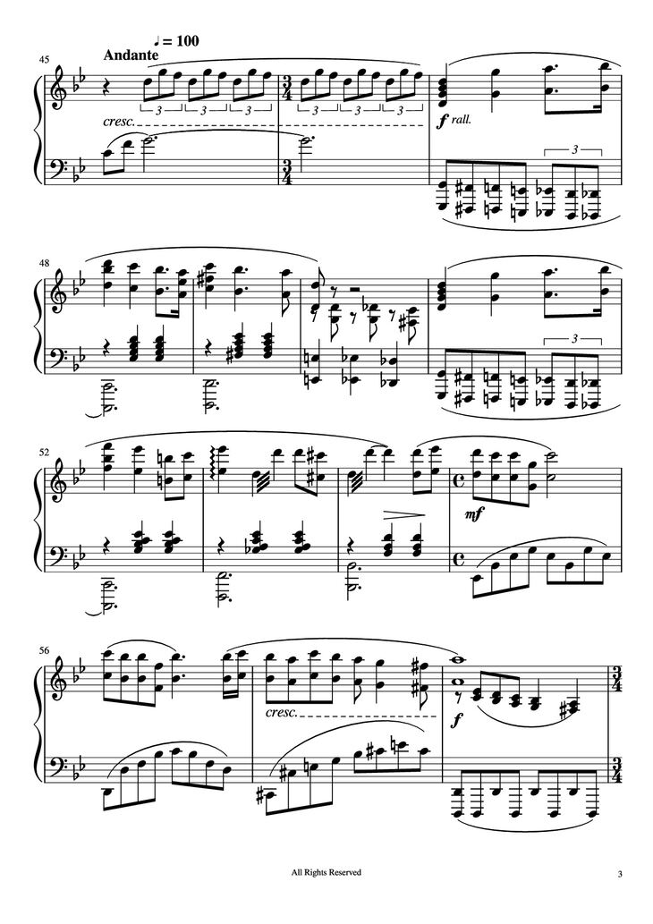 Page 3 of the piano sheet music PDF Piano - Hana Bi Piano by Joe Hisaishi