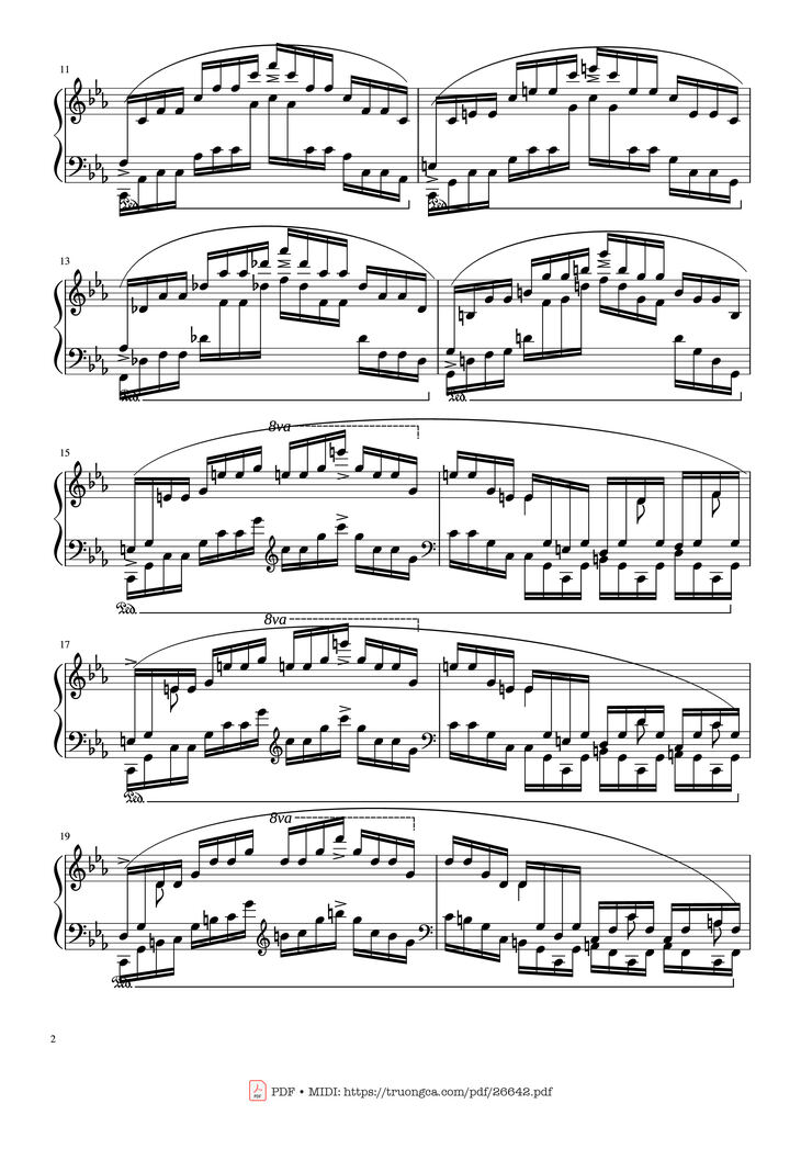 Page 2 of the piano sheet music PDF - Etude in C Minor Piano by Chopin