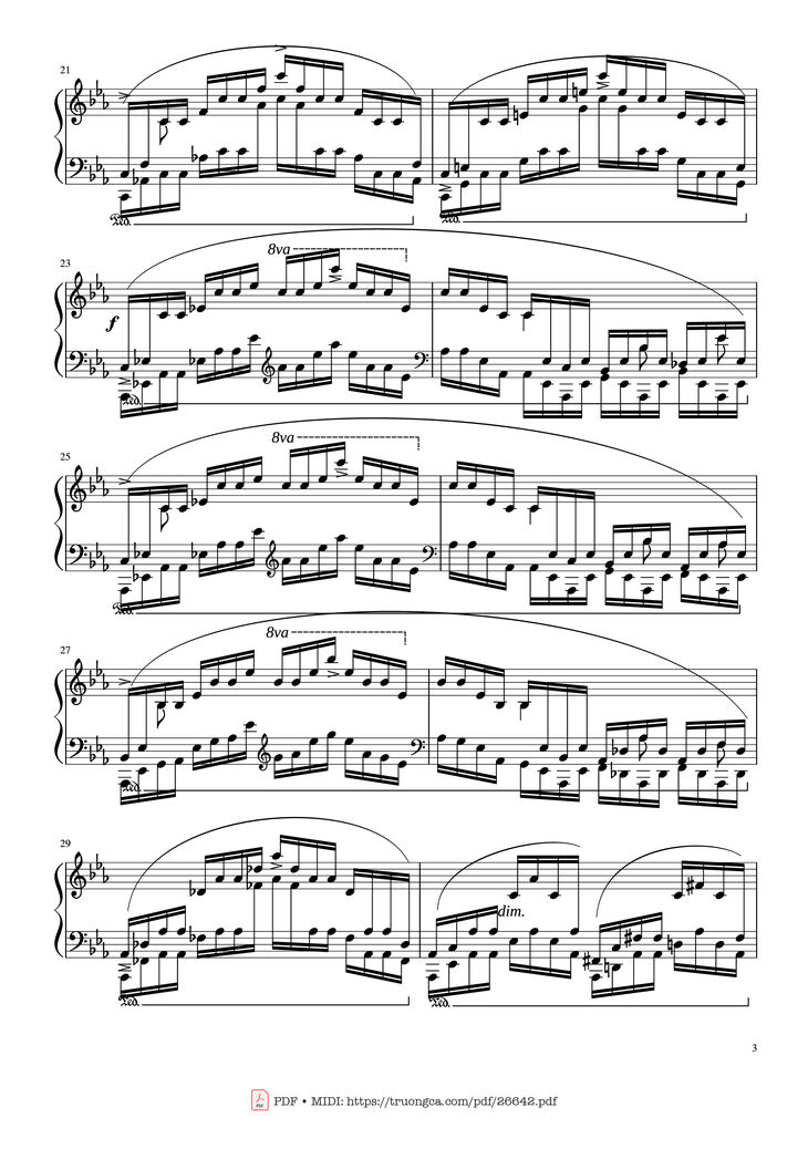 Page 3 of the piano sheet music PDF - Etude in C Minor Piano by Chopin