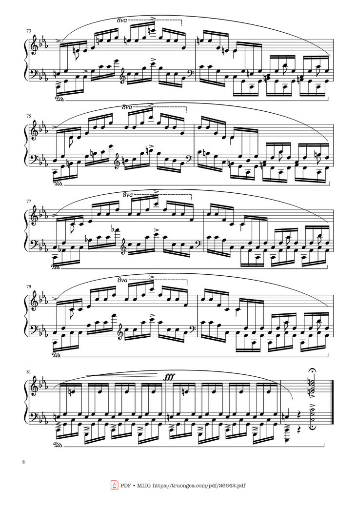 Page 8 of the piano sheet music PDF - Etude in C Minor Piano by Chopin