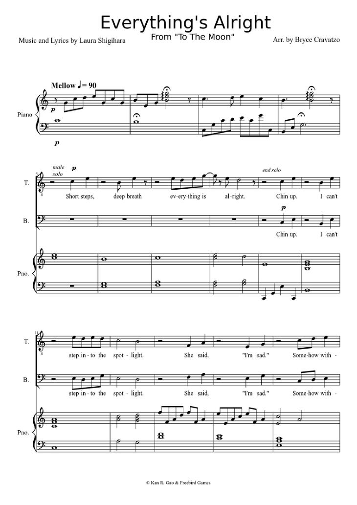 Page 1 of the piano sheet music PDF Piano Guitar Tab - Everything