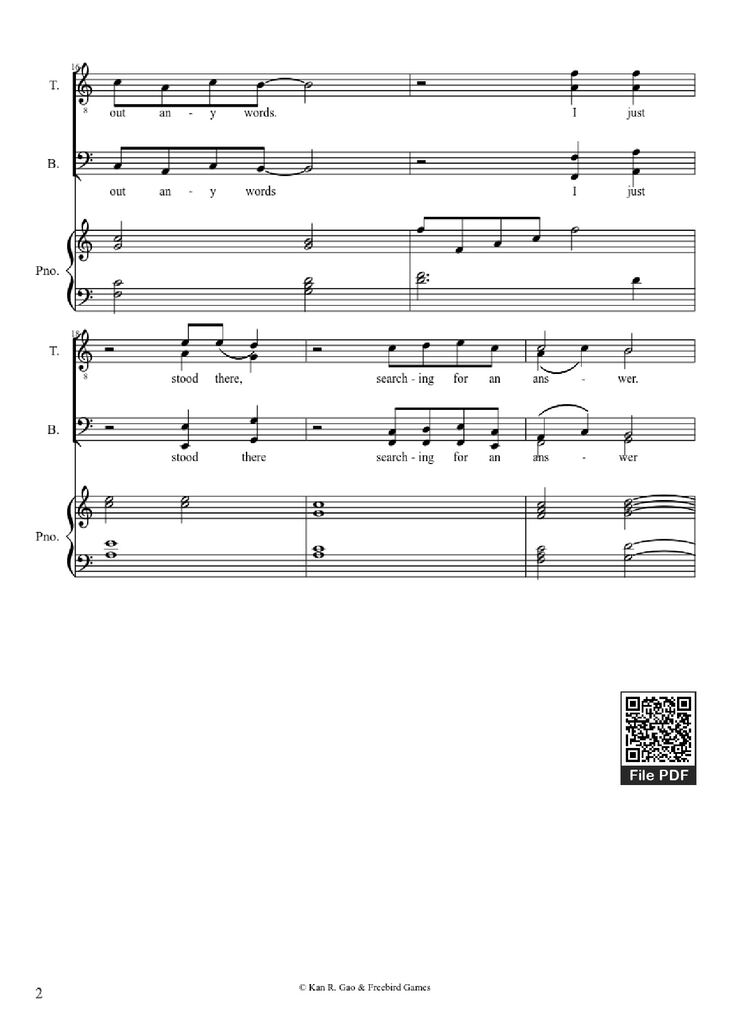 Page 2 of the piano sheet music PDF Piano Guitar Tab - Everything