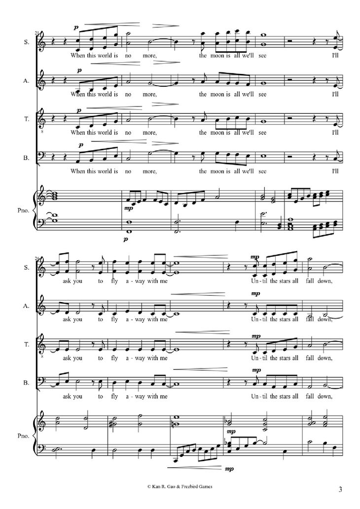 Page 3 of the piano sheet music PDF Piano Guitar Tab - Everything