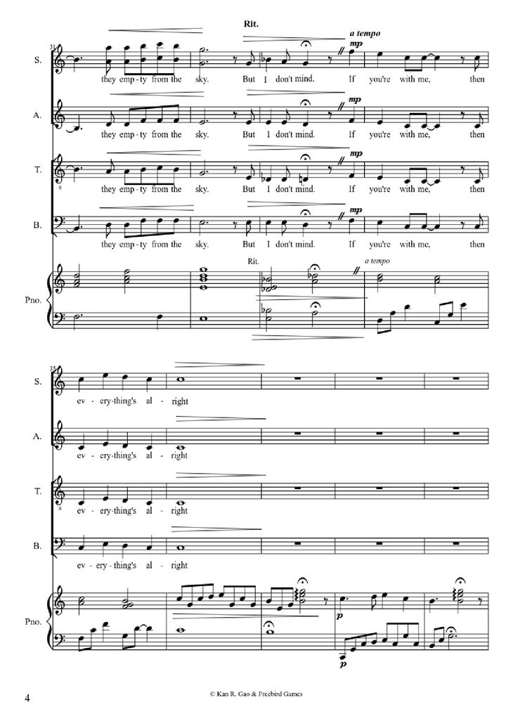 Page 4 of the piano sheet music PDF Piano Guitar Tab - Everything