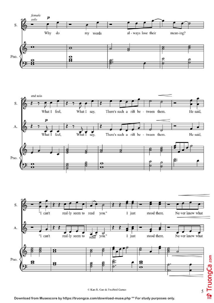 Page 5 of the piano sheet music PDF Piano Guitar Tab - Everything