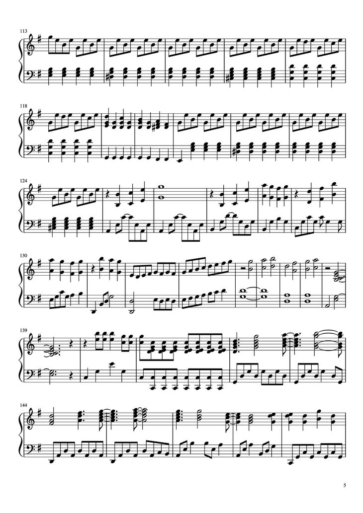 Page 5 of the piano sheet music PDF Piano - A Million Dream Piano by Undefined