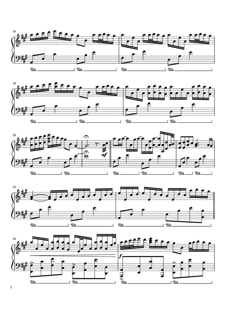Page 2 of the piano sheet music PDF Piano - River Flows in You Piano by Undefined