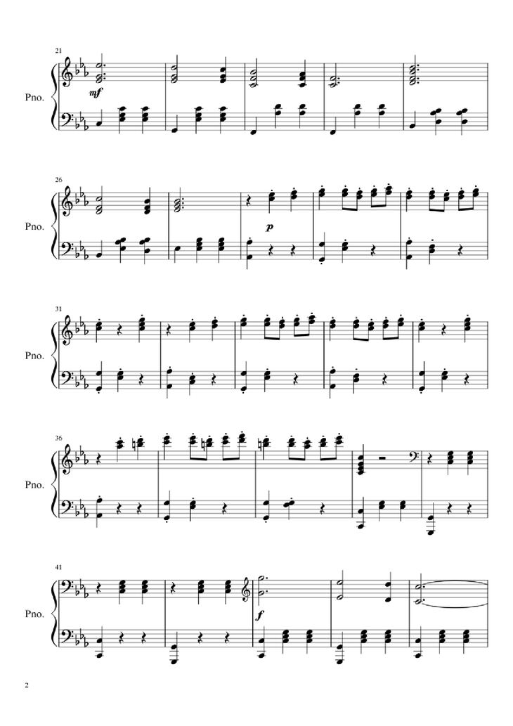 Page 2 of the piano sheet music PDF - Waltz No. 2 Shostakovich Piano by Composed by Dmitri Shostakovich Transcribed by Andrea Tam