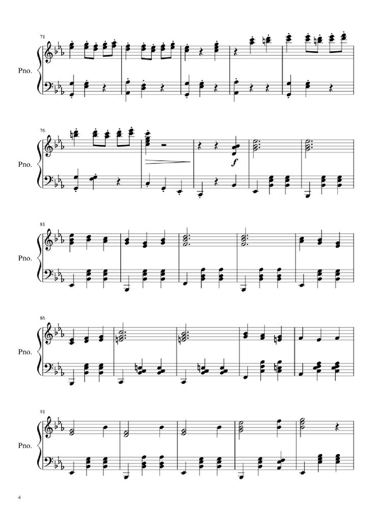 Page 4 of the piano sheet music PDF - Waltz No. 2 Shostakovich Piano by Composed by Dmitri Shostakovich Transcribed by Andrea Tam