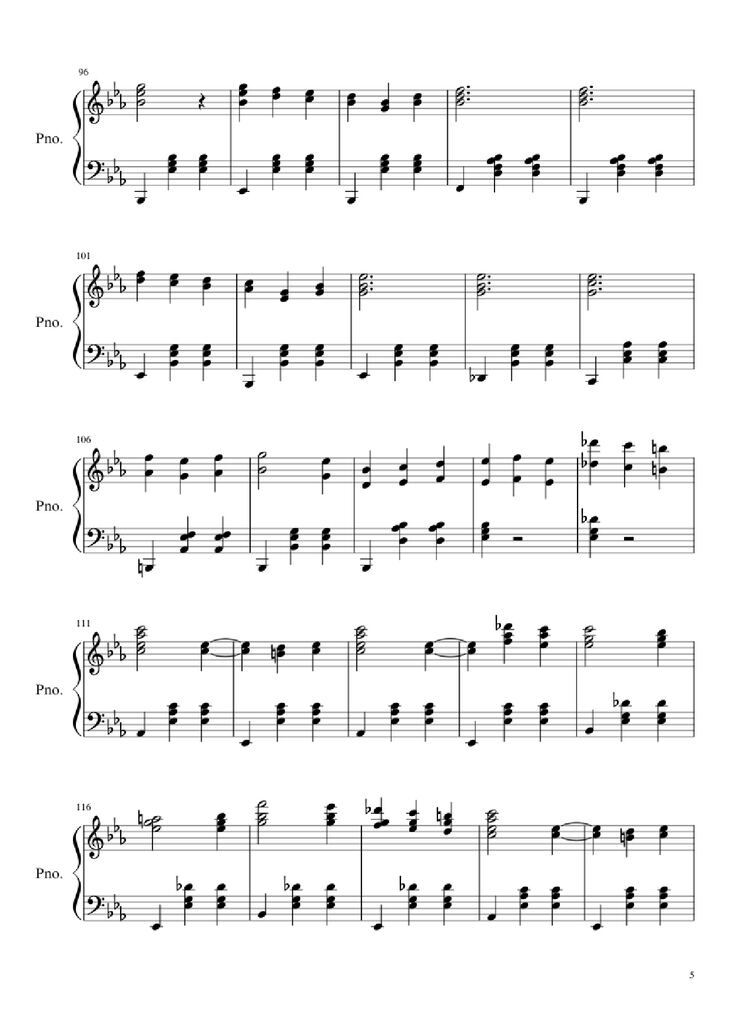 Page 5 of the piano sheet music PDF - Waltz No. 2 Shostakovich Piano by Composed by Dmitri Shostakovich Transcribed by Andrea Tam