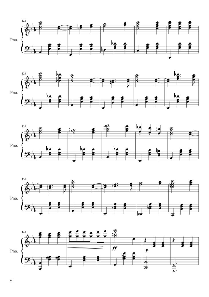 Page 6 of the piano sheet music PDF - Waltz No. 2 Shostakovich Piano by Composed by Dmitri Shostakovich Transcribed by Andrea Tam