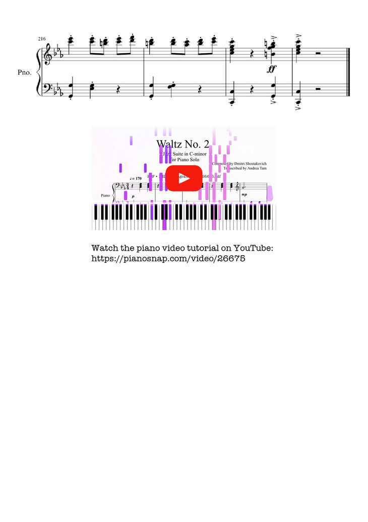 Page 10 of the piano sheet music PDF - Waltz No. 2 Shostakovich Piano by Composed by Dmitri Shostakovich Transcribed by Andrea Tam