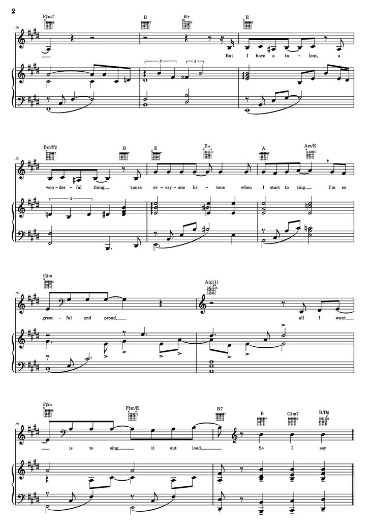 Page 2 of the piano sheet music PDF Piano Guitar Tab - Thank You For The Music Piano by B. Andersson/B. Ulvaeus