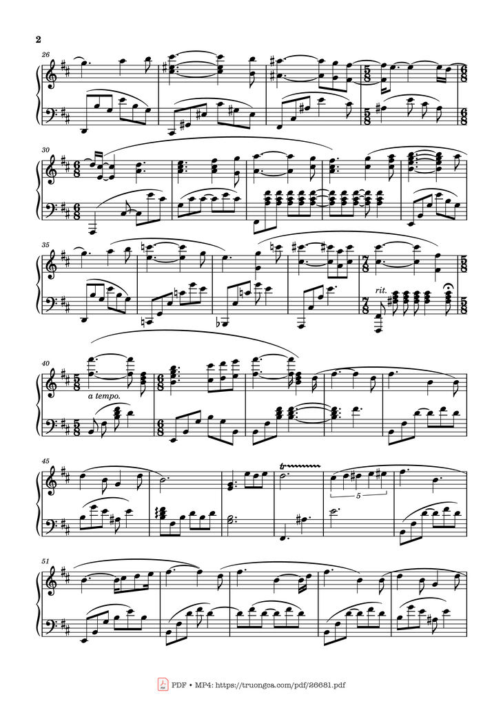 Page 2 of the piano sheet music PDF Piano - Swan Lake Piano by Pyotr Ilyich Tchaikovsky