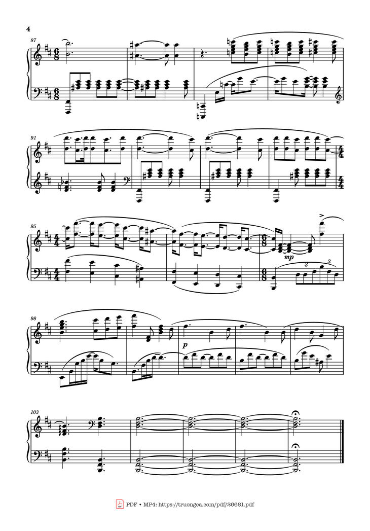Page 4 of the piano sheet music PDF Piano - Swan Lake Piano by Pyotr Ilyich Tchaikovsky