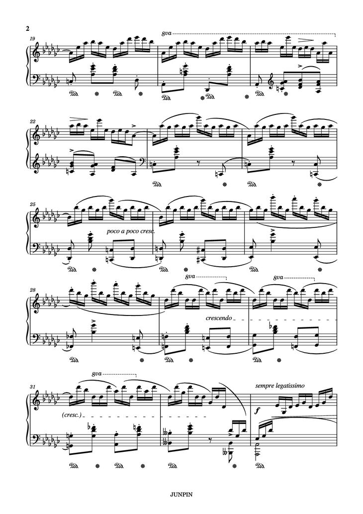 Page 2 of the piano sheet music PDF - Etude Op.10 No.5 in Gb Major "Black keys" Piano by Chopin 