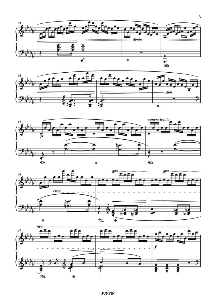 Page 3 of the piano sheet music PDF - Etude Op.10 No.5 in Gb Major "Black keys" Piano by Chopin 
