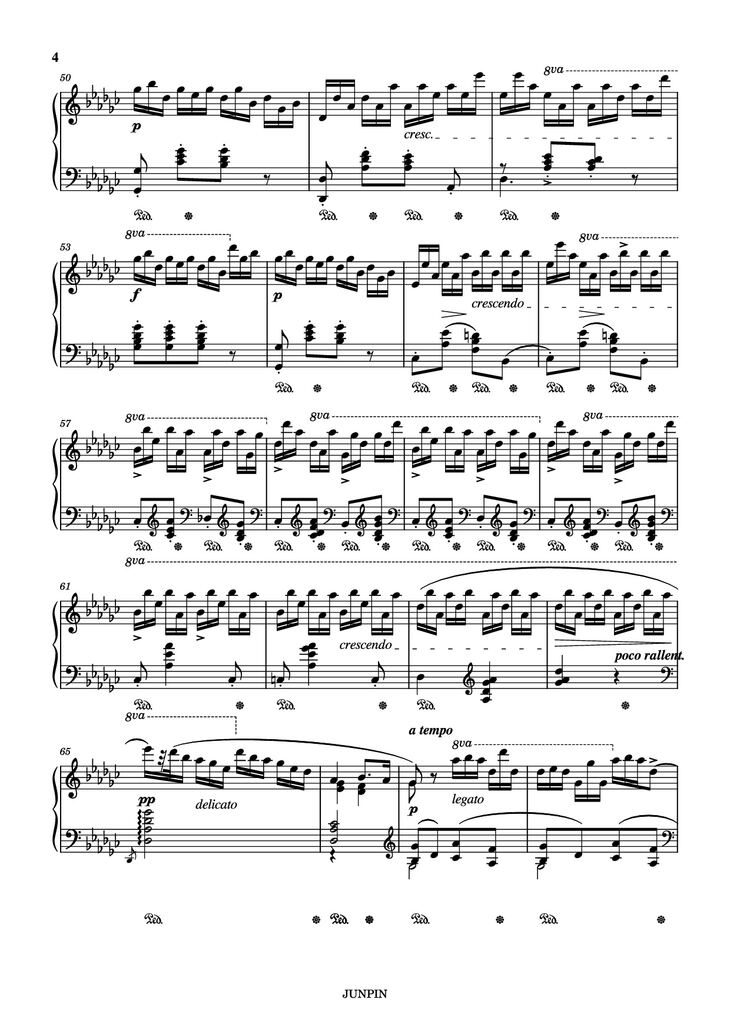 Page 4 of the piano sheet music PDF - Etude Op.10 No.5 in Gb Major "Black keys" Piano by Chopin 