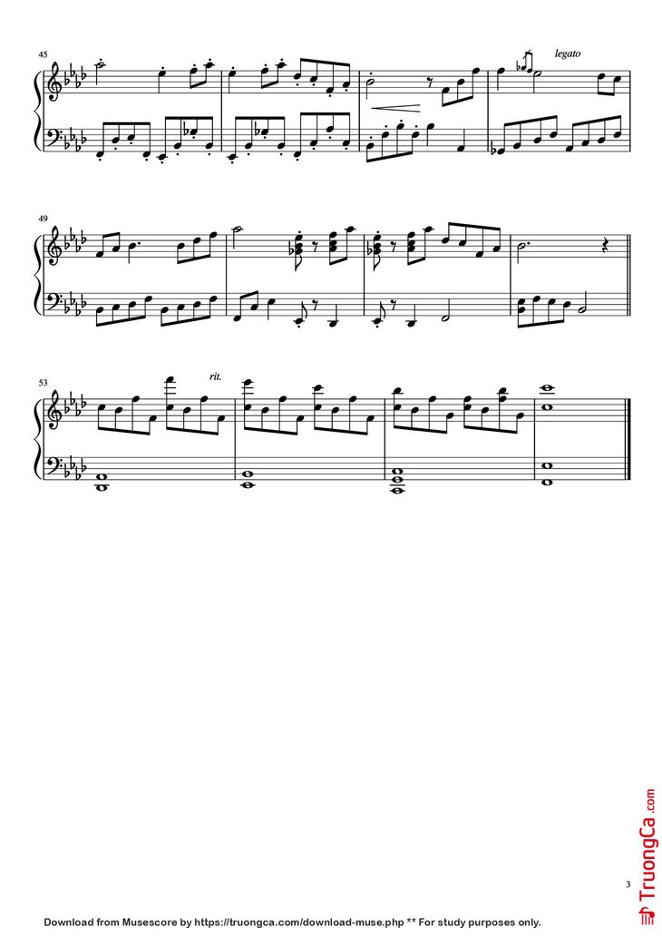 Page 3 of the piano sheet music PDF Piano - The Legend of Ashitaka by Joe Hisaishi