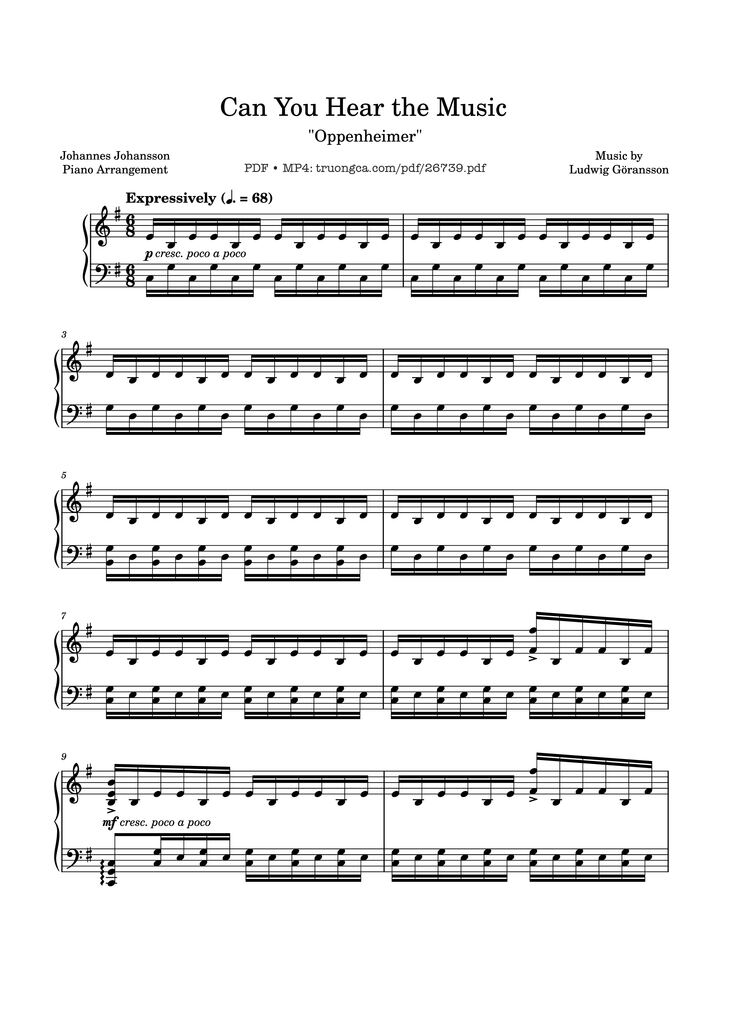 Page 1 of the piano sheet music PDF Piano - Can You Hear the Music Piano by Ludwig Goransson