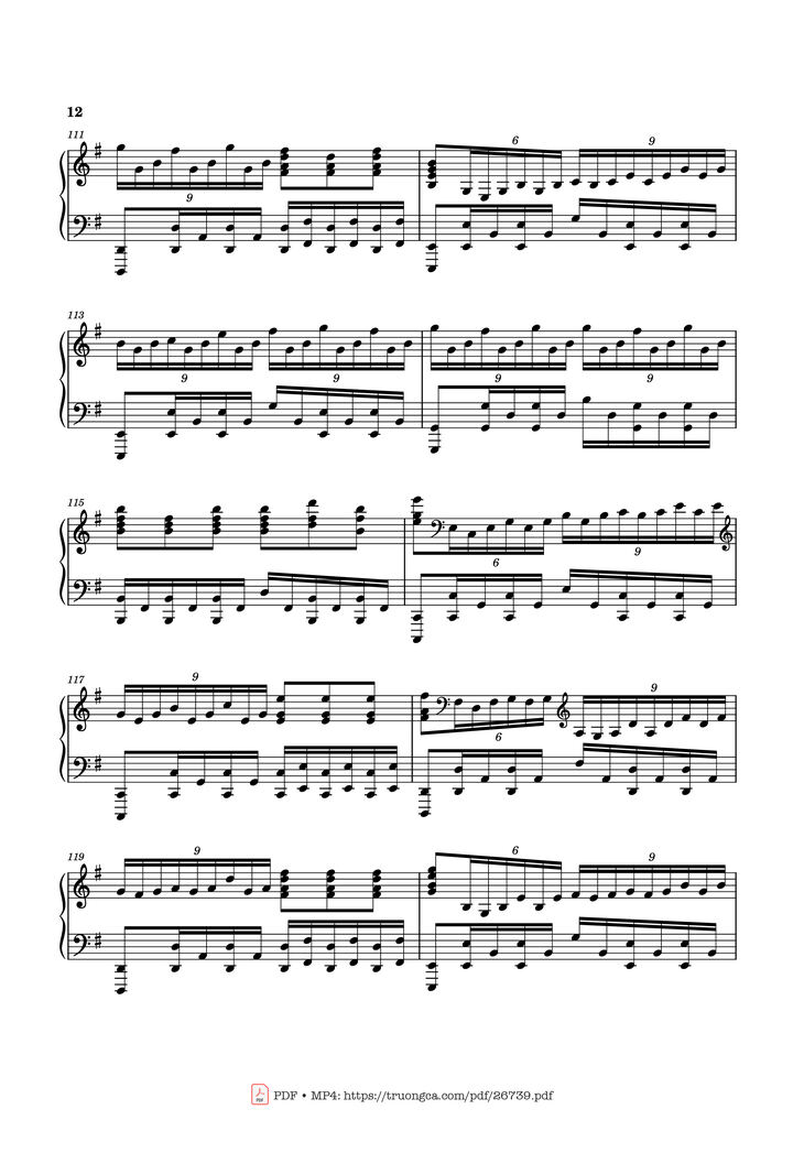Page 12 of the piano sheet music PDF Piano - Can You Hear the Music Piano by Ludwig Goransson