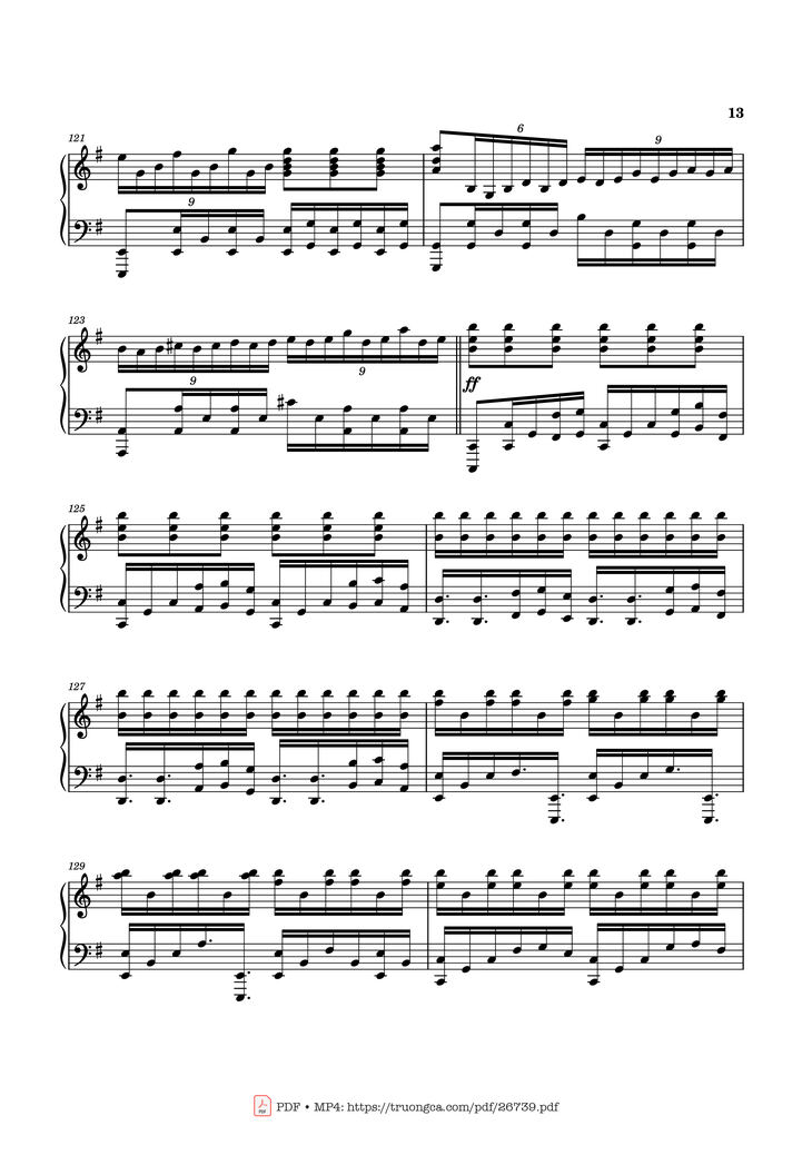 Page 13 of the piano sheet music PDF Piano - Can You Hear the Music Piano by Ludwig Goransson