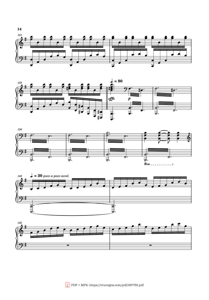 Page 14 of the piano sheet music PDF Piano - Can You Hear the Music Piano by Ludwig Goransson