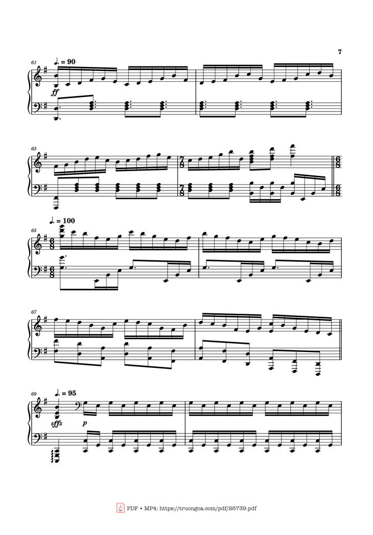 Page 7 of the piano sheet music PDF Piano - Can You Hear the Music Piano by Ludwig Goransson