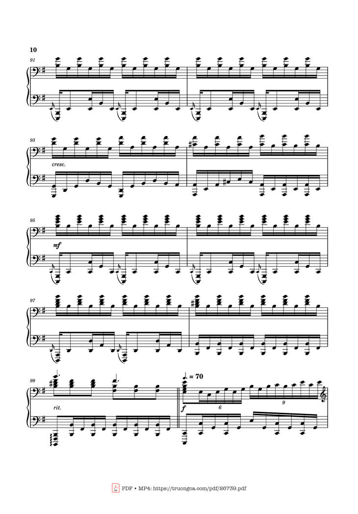 Page 10 of the piano sheet music PDF Piano - Can You Hear the Music Piano by Ludwig Goransson
