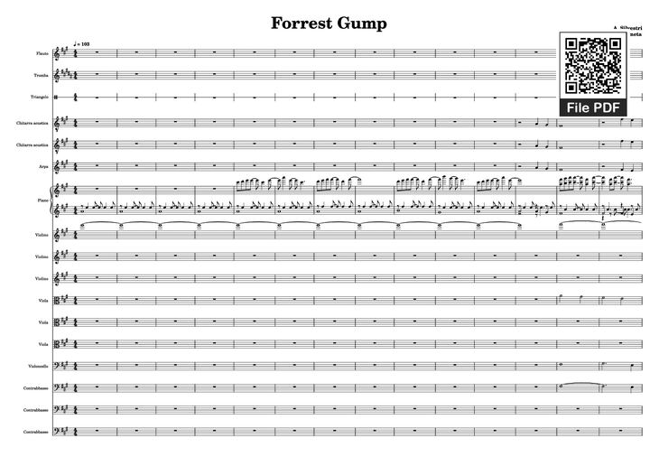 Page 1 of the piano sheet music PDF - Forrest Gump Piano by A. Silvestri