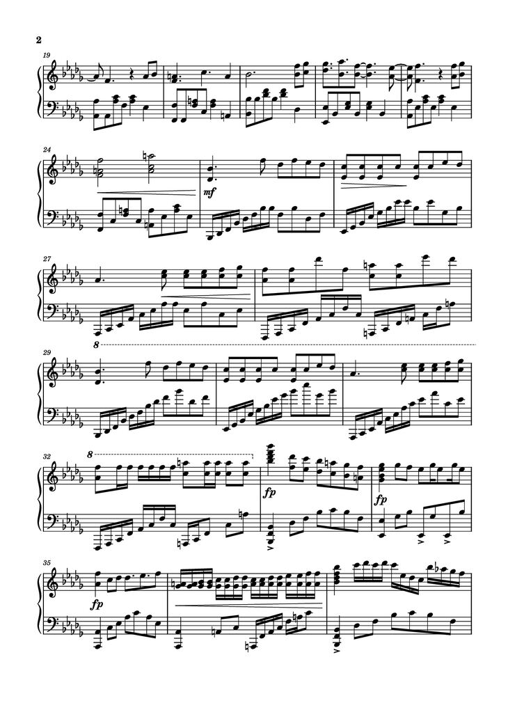 Page 2 of the piano sheet music PDF Piano - Prologue: Lycoris Radiata Piano by Spikes