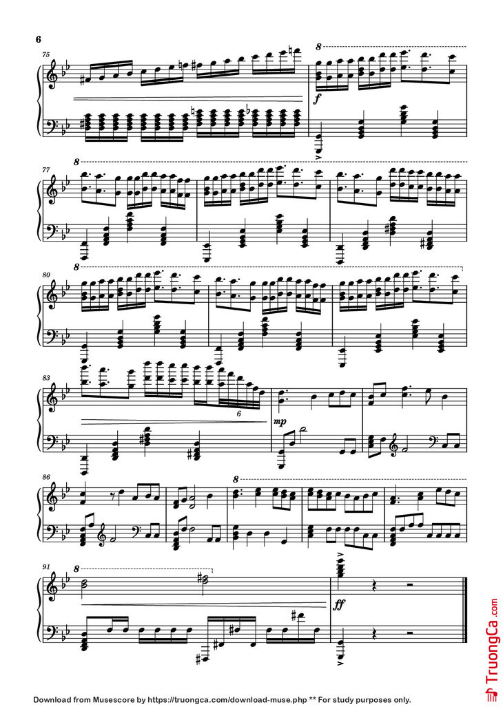 Page 6 of the piano sheet music PDF Piano - Prologue: Lycoris Radiata Piano by Spikes