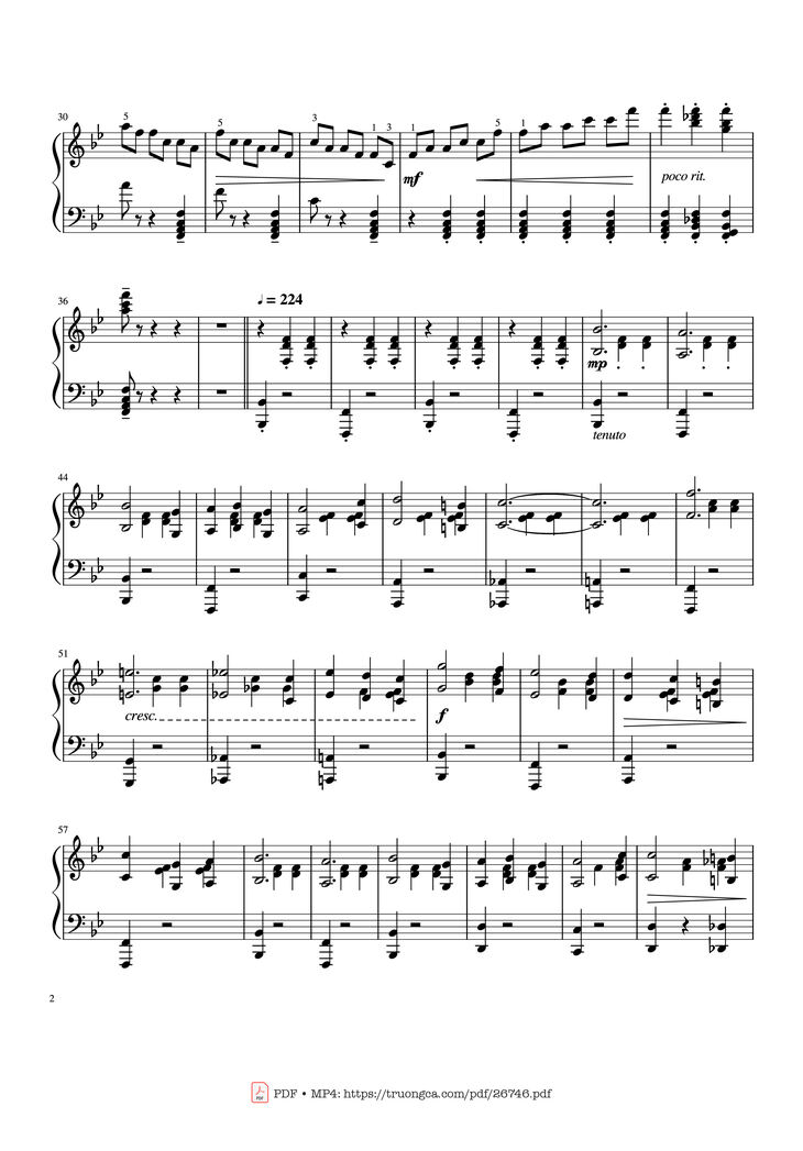 Page 2 of the piano sheet music PDF Piano - Tchaikovsky Waltz from "The Sleeping Beauty" Piano by Pyotr Ilyich Tchaikovsky