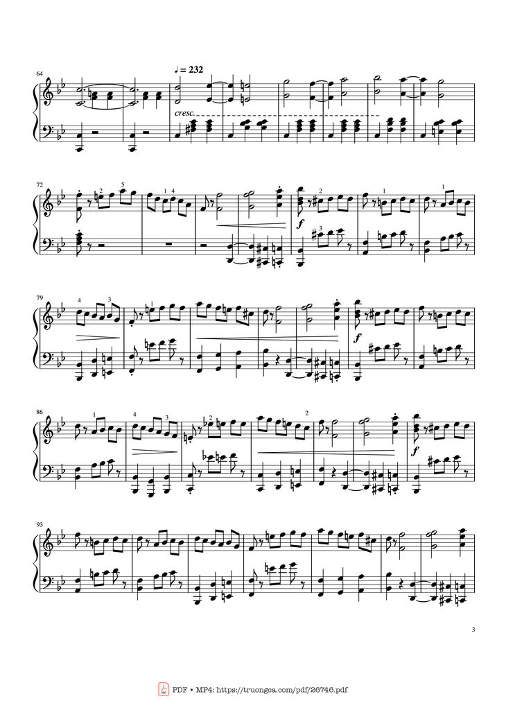Page 3 of the piano sheet music PDF Piano - Tchaikovsky Waltz from "The Sleeping Beauty" Piano by Pyotr Ilyich Tchaikovsky