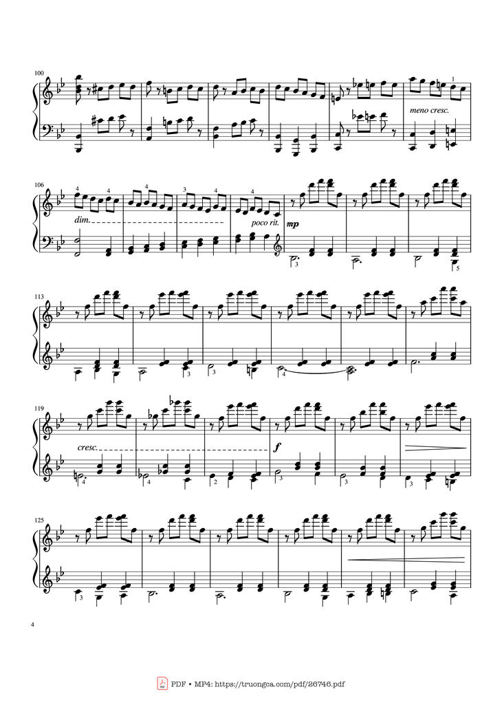 Page 4 of the piano sheet music PDF Piano - Tchaikovsky Waltz from "The Sleeping Beauty" Piano by Pyotr Ilyich Tchaikovsky