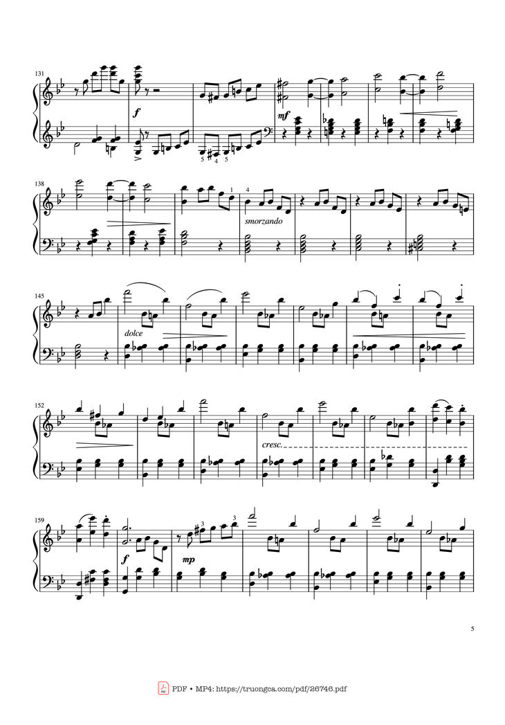 Page 5 of the piano sheet music PDF Piano - Tchaikovsky Waltz from "The Sleeping Beauty" Piano by Pyotr Ilyich Tchaikovsky