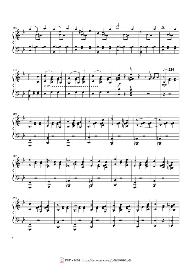 Page 6 of the piano sheet music PDF Piano - Tchaikovsky Waltz from "The Sleeping Beauty" Piano by Pyotr Ilyich Tchaikovsky