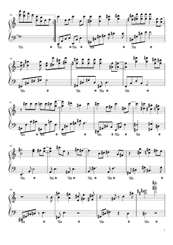 Page 3 of the piano sheet music PDF Piano - Nothing